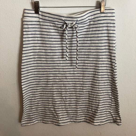 Ovi Cotton Knit Striped Skirt Drawstring Waist Size L Summer Casual Stretch - Picture 1 of 3